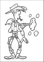 coloriage lucky luke tire dans le dos